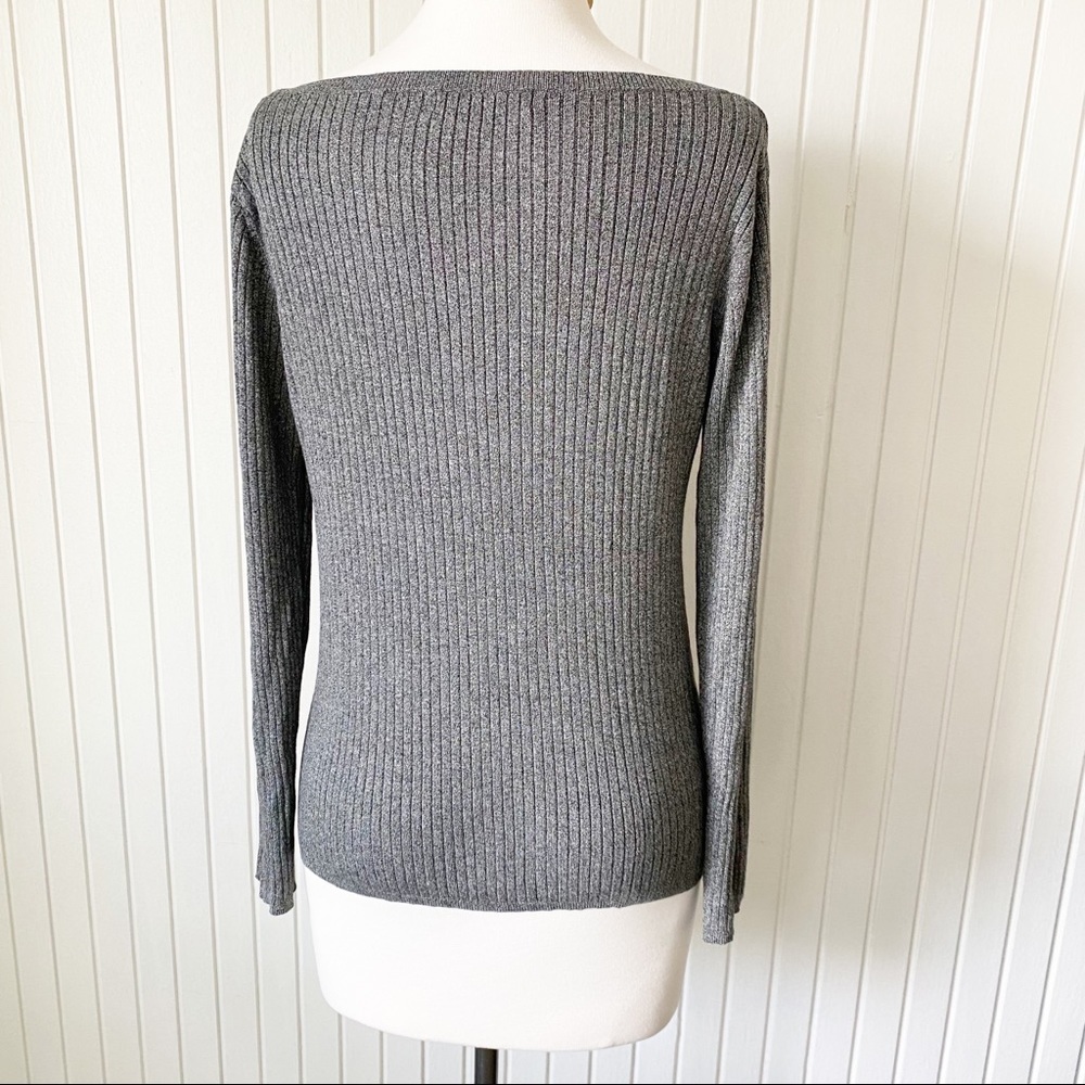 M&S Collection Gray (Grey) Ribbed Long Sleeve Sweater Top - Picture 5 of 8